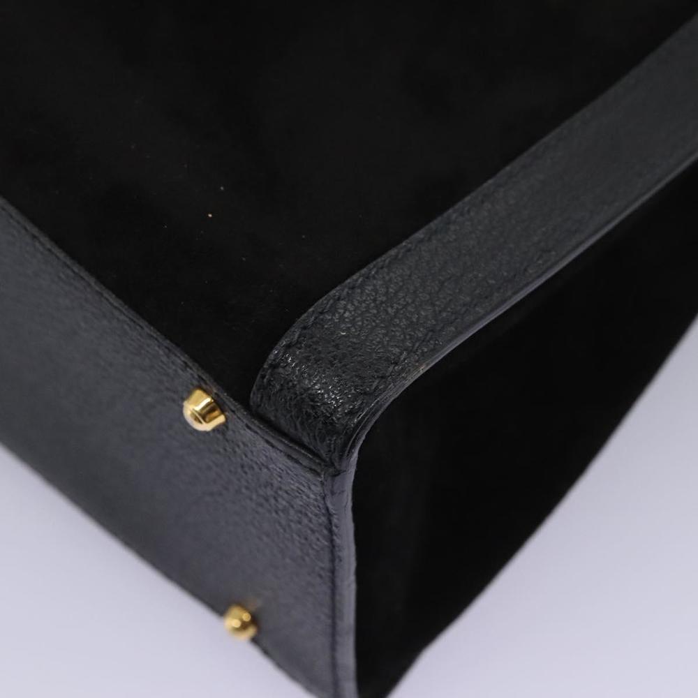 GUCCI Bamboo Hand Bag Suede Black Gold 002 2853 0260 0 Auth fm4365 - Picture 13 of 16